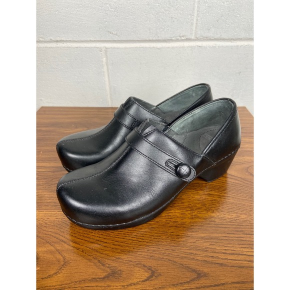 Dansko Leather Clogs Comfortable‎ Slip On Heeled Shoes Black Size 40 - Picture 1 of 10